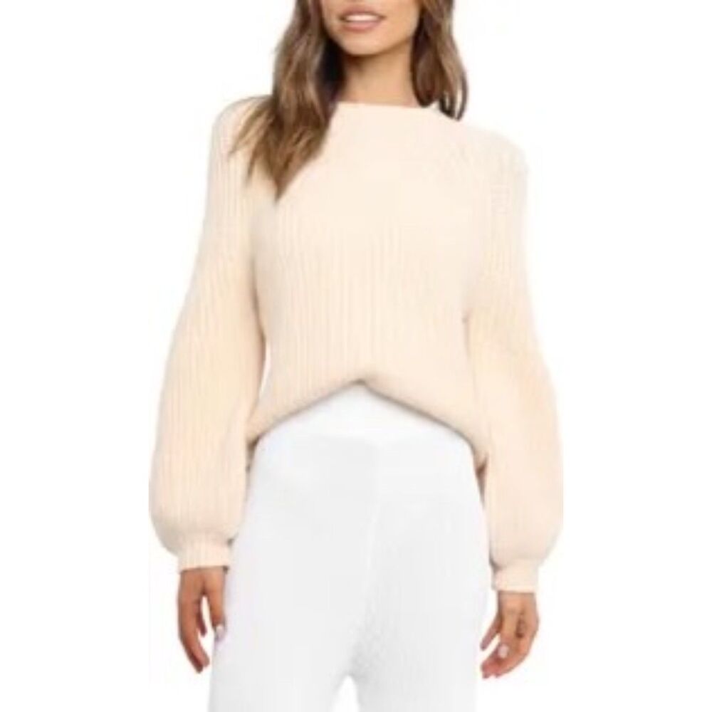 Petal & Pup London Blouson Sleeve Sweater Beige Size S/M